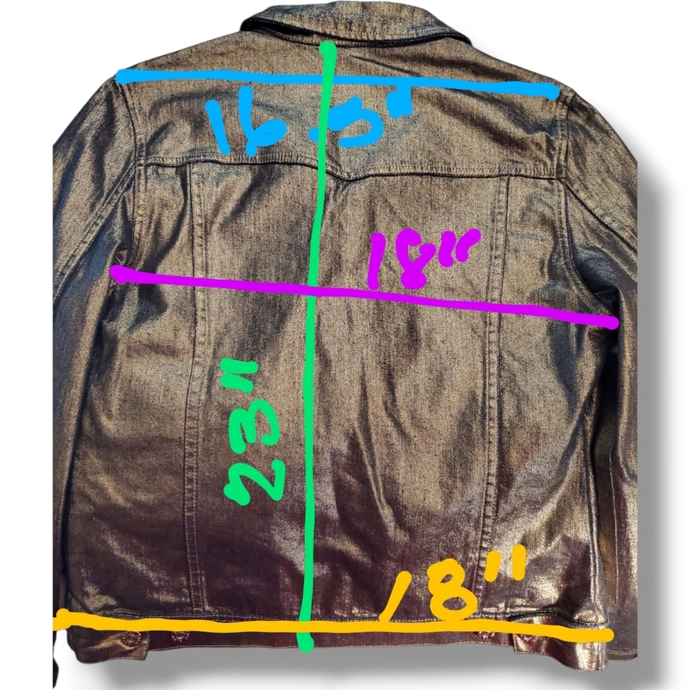 PARASUCO Gold Shimmer Denim Jean Jacket Metallic Finish Size Large - Picture 15 of 15